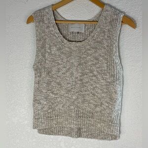 Brochu Walker Cream Heather Sleeveless Sweater Knit Top Medium Career Minimal